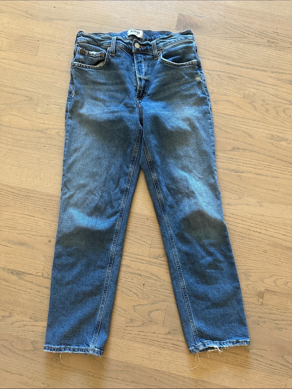 Agolde Men's Straight Jeans in Mid Blue Wash